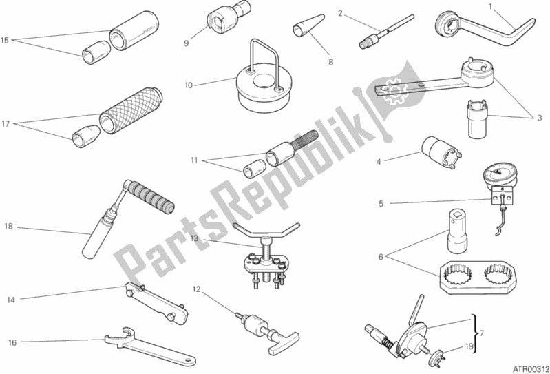 Todas as partes de 01a - Ferramentas De Serviço De Oficina, Motor do Ducati Monster 1200 USA 2015